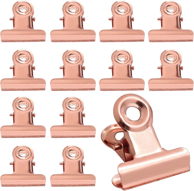 Coufce 40 Pack Small Bulldog Clips 0.78 Inch Metal Hinge Clips Hinge Binder Clips Clamps Ideal for Drawings Tags, Bags, Drawings, Crafts, Office, and Home Kitchen (Rose Gold) - Image 1